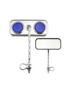 Rectangle Square Twisted Mirror Chrome Blue Reflectors.